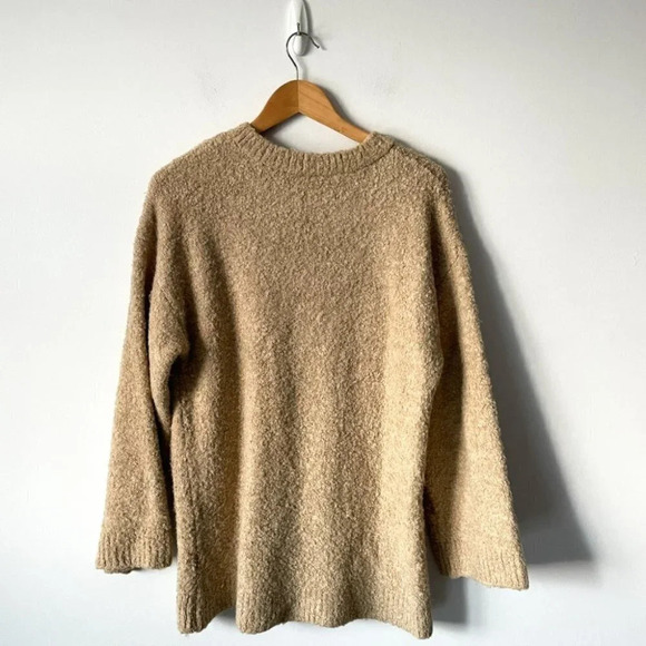 Zara Boucle Fuzzy Knit Sweater Oversized Sand Size Small - Picture 7 of 9